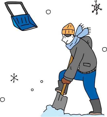 雪かきをしている男性のイラスト